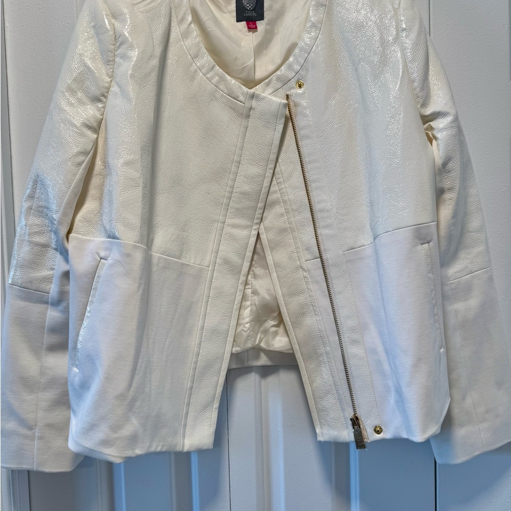 Vince Camuto Off-White/Cream Faux Leather Jacket